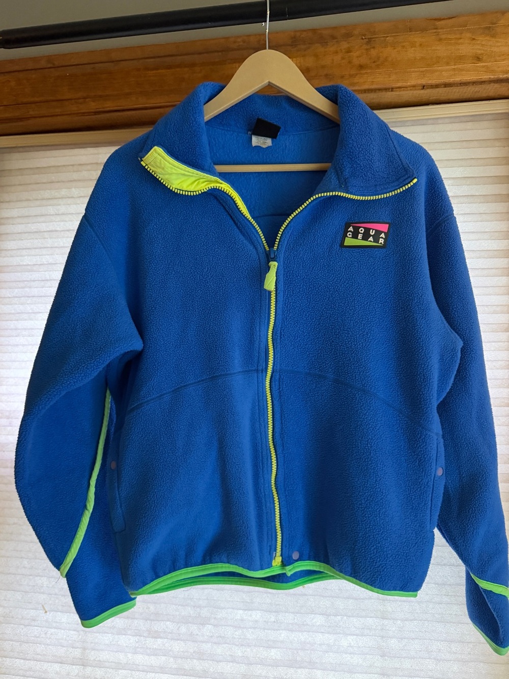 Vintage Nike Aqua Gear  Blue Fleece Jacket with Neon Trim made in the USA M 0149